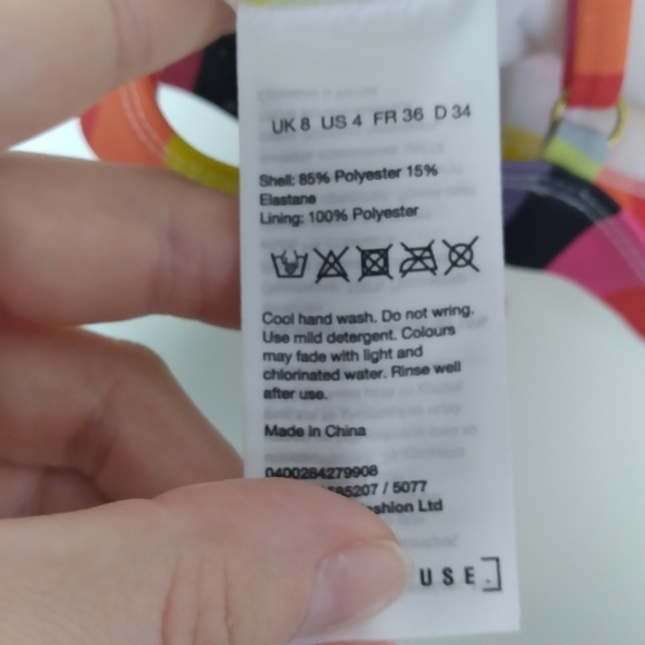 Warehouse Vertical Rainbow Bright Stripe Bikini Top Size US 4 - Picture 7 of 8